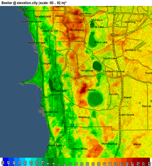 Zoom OUT 2x Beeliar, Australia elevation map