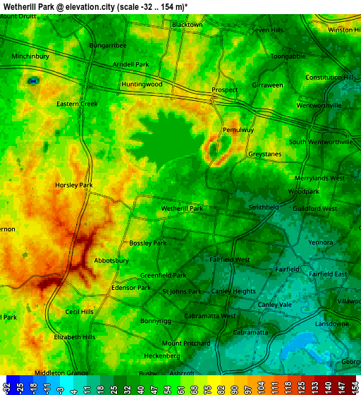 Zoom OUT 2x Wetherill Park, Australia elevation map