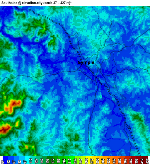 Zoom OUT 2x Southside, Australia elevation map