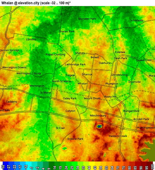 Zoom OUT 2x Whalan, Australia elevation map