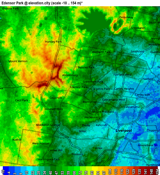 Zoom OUT 2x Edensor Park, Australia elevation map