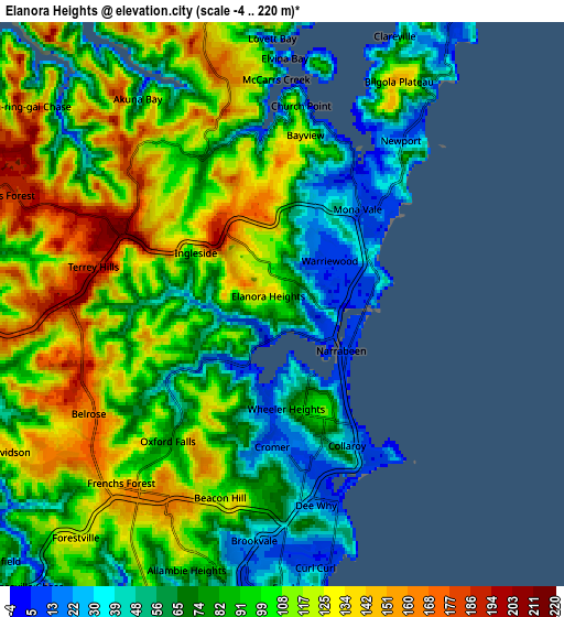 Zoom OUT 2x Elanora Heights, Australia elevation map