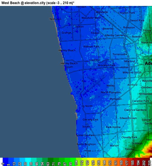 Zoom OUT 2x West Beach, Australia elevation map