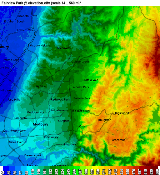 Zoom OUT 2x Fairview Park, Australia elevation map