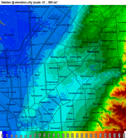 Zoom OUT 2x Oakden, Australia elevation map