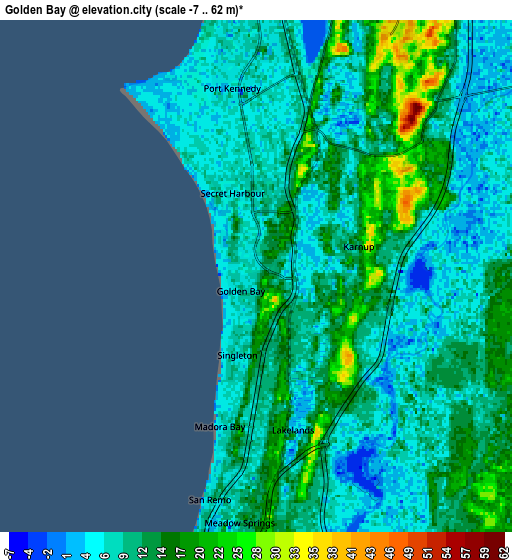 Zoom OUT 2x Golden Bay, Australia elevation map