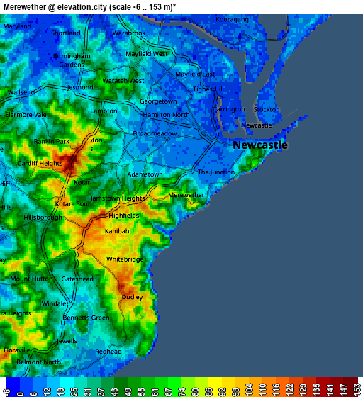 Zoom OUT 2x Merewether, Australia elevation map