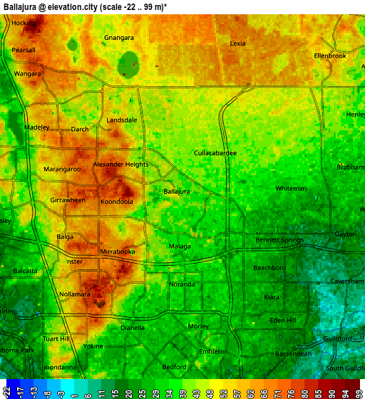 Zoom OUT 2x Ballajura, Australia elevation map