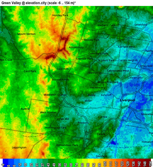 Zoom OUT 2x Green Valley, Australia elevation map