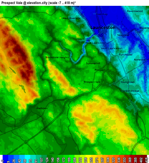 Zoom OUT 2x Prospect Vale, Australia elevation map