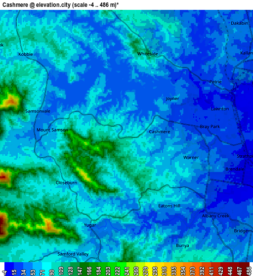 Zoom OUT 2x Cashmere, Australia elevation map