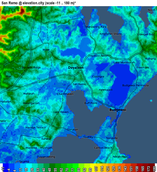 Zoom OUT 2x San Remo, Australia elevation map