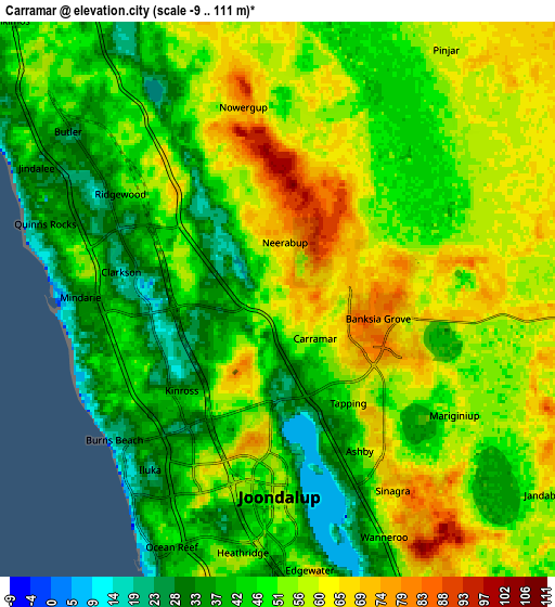 Zoom OUT 2x Carramar, Australia elevation map