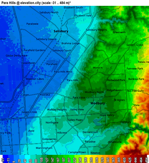 Zoom OUT 2x Para Hills, Australia elevation map