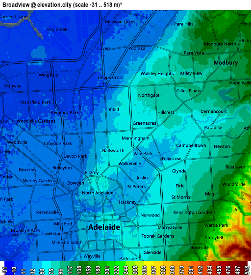 Zoom OUT 2x Broadview, Australia elevation map