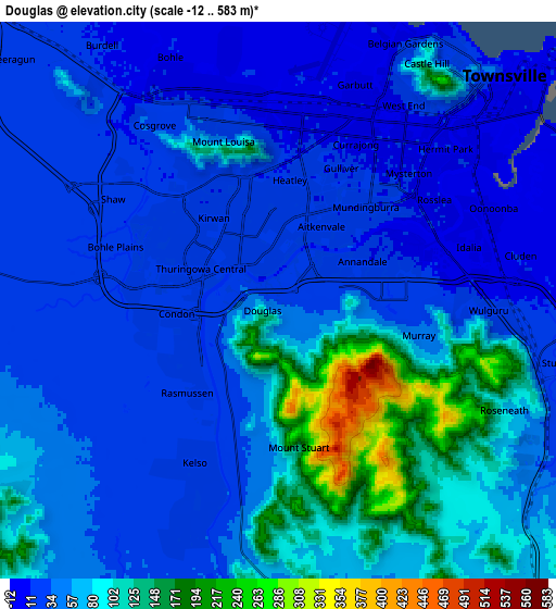 Zoom OUT 2x Douglas, Australia elevation map