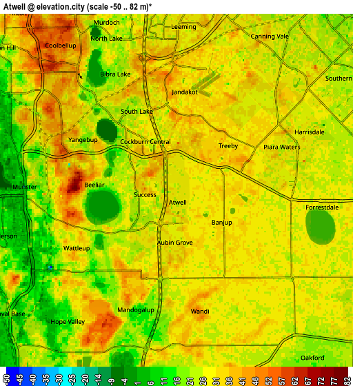 Zoom OUT 2x Atwell, Australia elevation map