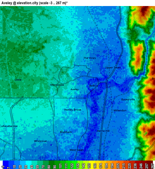 Zoom OUT 2x Aveley, Australia elevation map