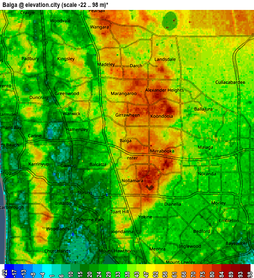 Zoom OUT 2x Balga, Australia elevation map