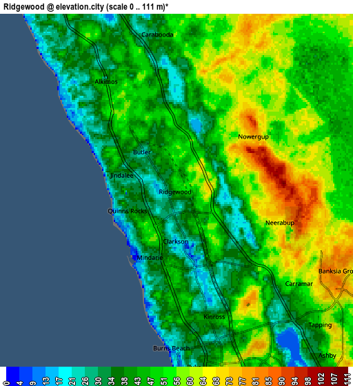 Zoom OUT 2x Ridgewood, Australia elevation map