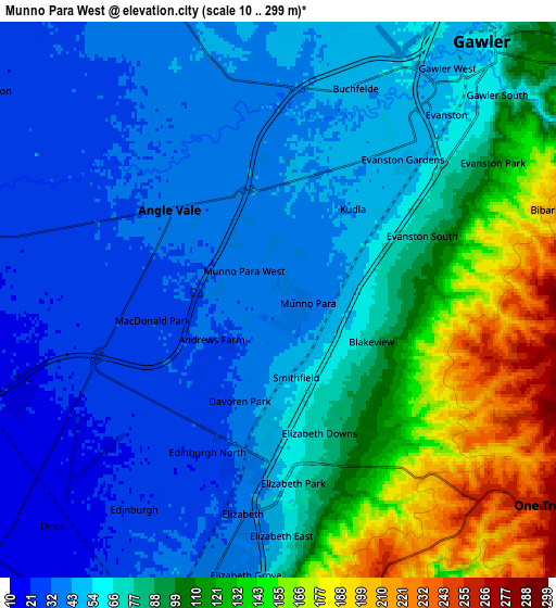 Zoom OUT 2x Munno Para West, Australia elevation map