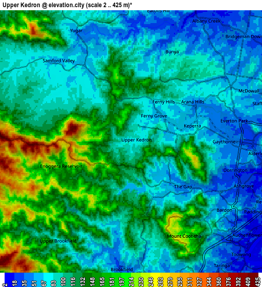 Zoom OUT 2x Upper Kedron, Australia elevation map