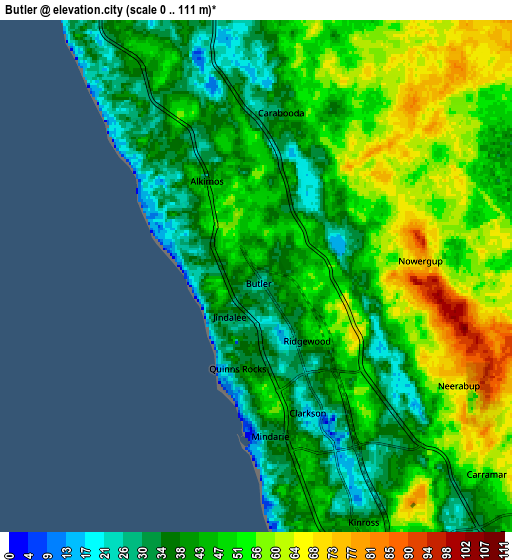 Zoom OUT 2x Butler, Australia elevation map