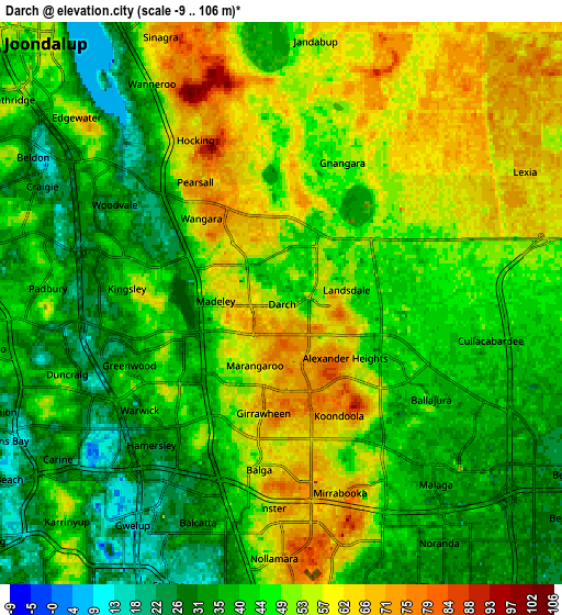 Zoom OUT 2x Darch, Australia elevation map