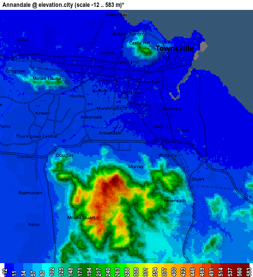 Zoom OUT 2x Annandale, Australia elevation map