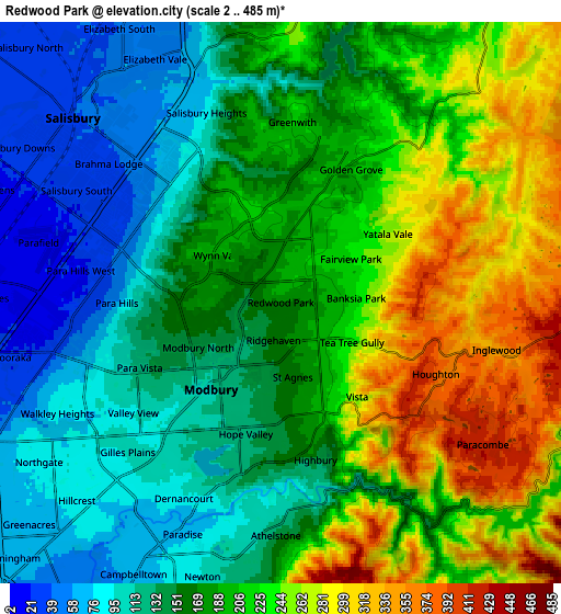 Zoom OUT 2x Redwood Park, Australia elevation map