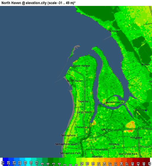 Zoom OUT 2x North Haven, Australia elevation map