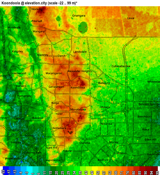 Zoom OUT 2x Koondoola, Australia elevation map