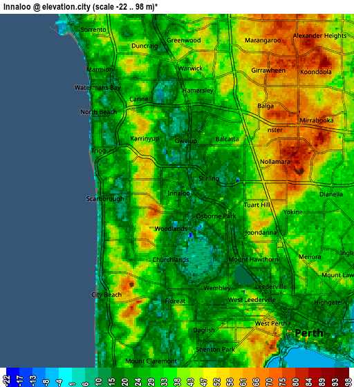 Zoom OUT 2x Innaloo, Australia elevation map