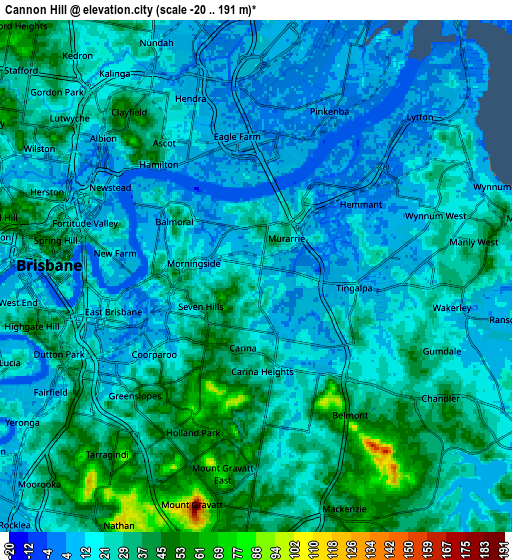 Zoom OUT 2x Cannon Hill, Australia elevation map