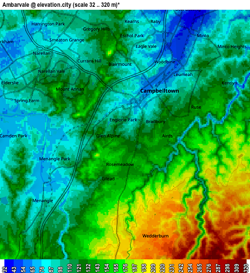 Zoom OUT 2x Ambarvale, Australia elevation map