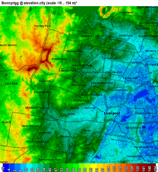 Zoom OUT 2x Bonnyrigg, Australia elevation map