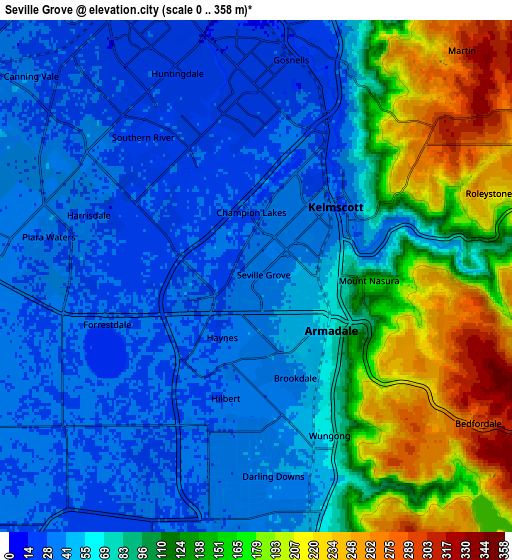 Zoom OUT 2x Seville Grove, Australia elevation map