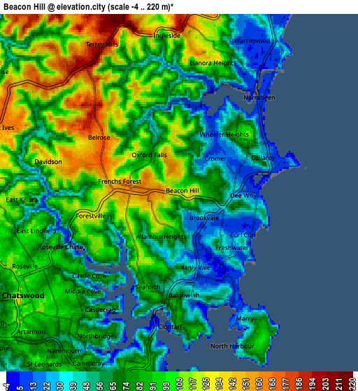 Zoom OUT 2x Beacon Hill, Australia elevation map