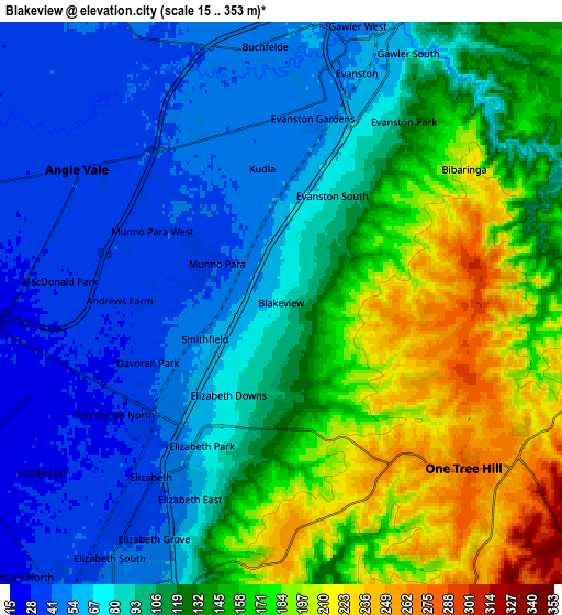 Zoom OUT 2x Blakeview, Australia elevation map