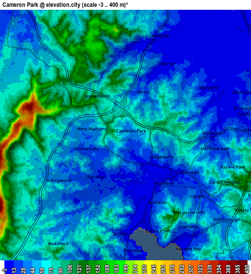 Zoom OUT 2x Cameron Park, Australia elevation map