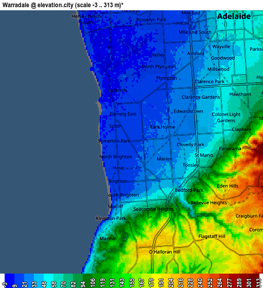 Zoom OUT 2x Warradale, Australia elevation map