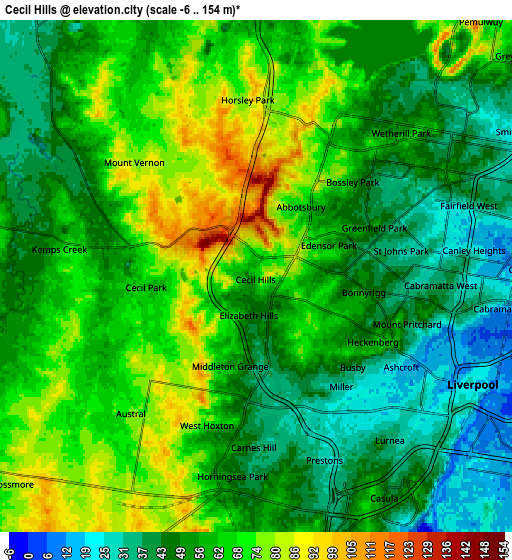 Zoom OUT 2x Cecil Hills, Australia elevation map