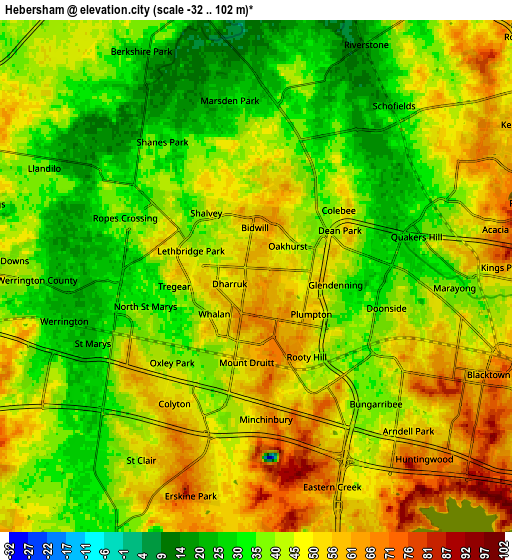 Zoom OUT 2x Hebersham, Australia elevation map