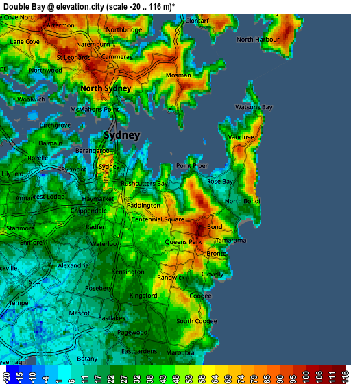 Zoom OUT 2x Double Bay, Australia elevation map