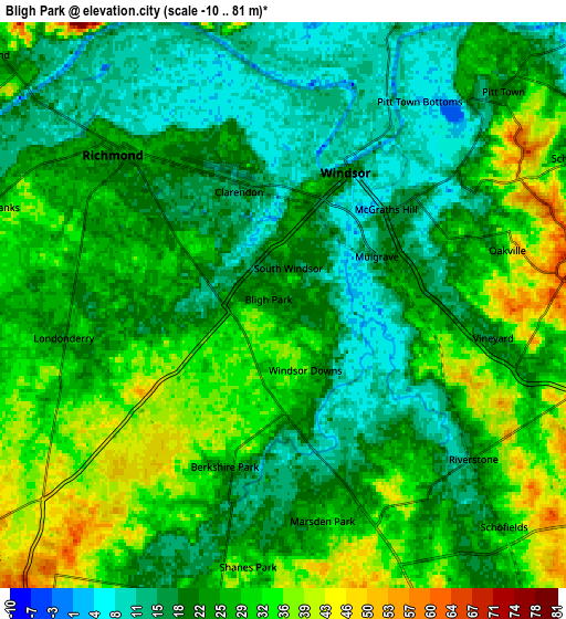 Zoom OUT 2x Bligh Park, Australia elevation map