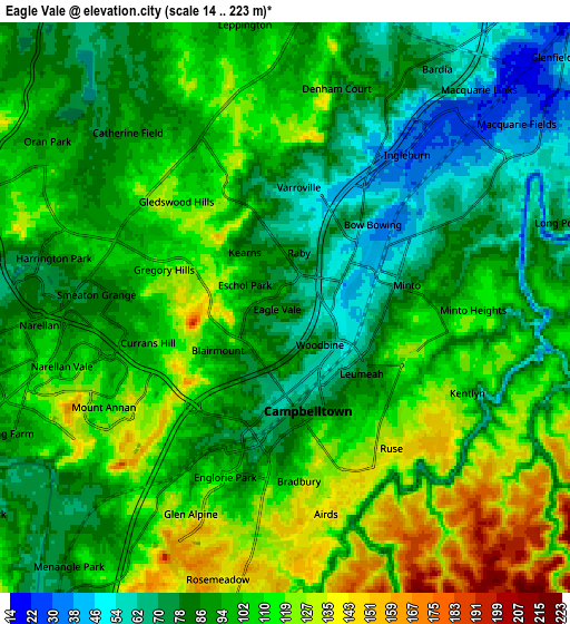 Zoom OUT 2x Eagle Vale, Australia elevation map