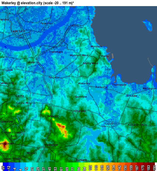 Zoom OUT 2x Wakerley, Australia elevation map