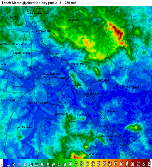 Zoom OUT 2x Tanah Merah, Australia elevation map