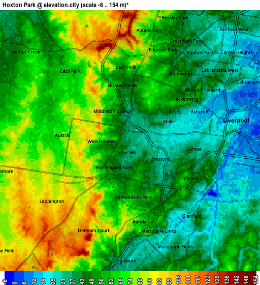 Zoom OUT 2x Hoxton Park, Australia elevation map