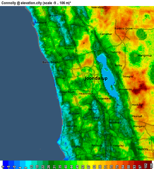 Zoom OUT 2x Connolly, Australia elevation map